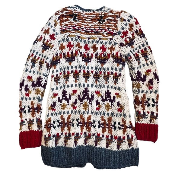 Anthropologie Sleeping On Snow Women’s Sz M Long Knit Cardigan Sweater Nordic - Picture 8 of 12